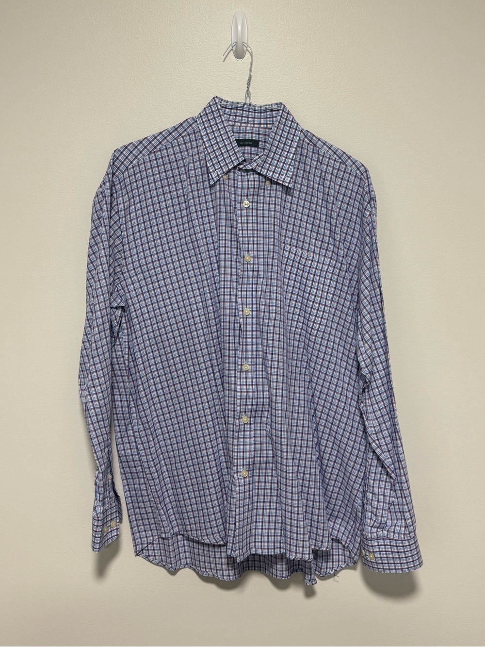 Turtleson Men’s XL Blue Red Plaid Button Down Shirt 100% Cotton